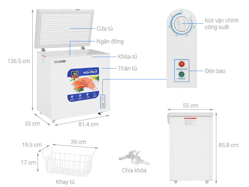 Tủ đông Hòa Phát 162 Lít HPF AD6162